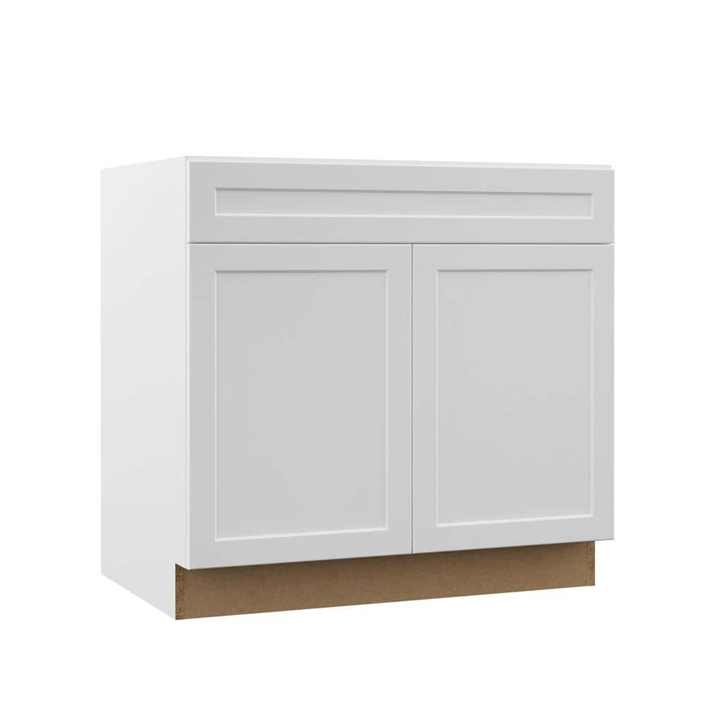 Hampton Bay Designer Series Melvern Assembled 36x345x2375 In Base Kitchen Cabinet In White 