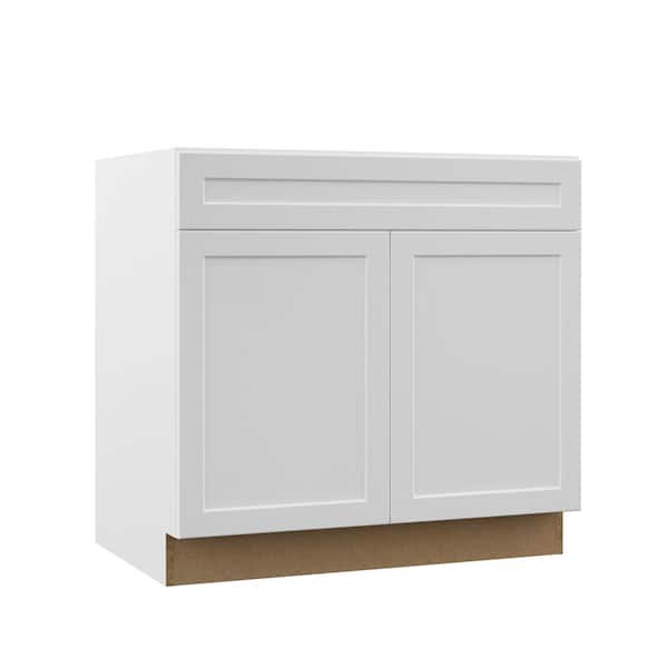 Hampton Bay Designer Series Melvern Assembled 36x34.5x23.75 in. Accessible ADA Sink Base Kitchen Cabinet in White
