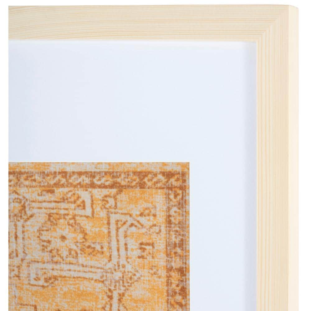 Renaldi Gold and White Framed Textile Wall Art, 25 x 16 inches