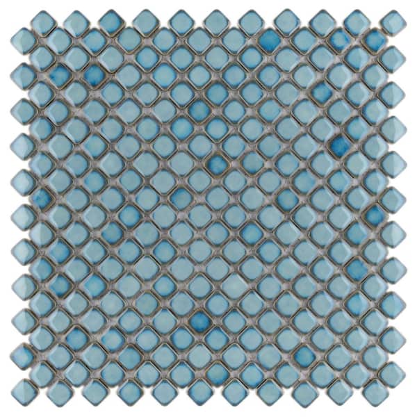 Merola Tile Hudson Diamond Marine 6 in. x 6 in. Porcelain Mosaic Take Home Tile Sample