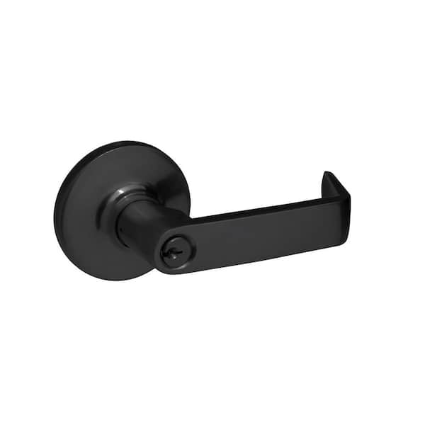 Black Entry Lever Trim with Lock for Panic Exit Device