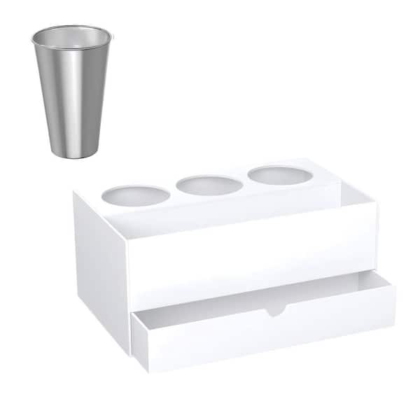 11.9 in. Tabletop Mount Hair Tool Organizer with Drawer Bathroom Countertop Blow Dryer Holder for Accessories in Acrylic