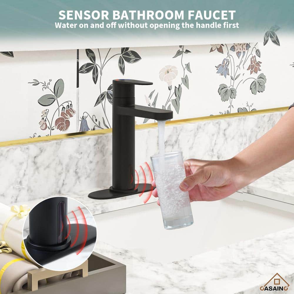 Matte Black Stainless Steel Touchless Bathroom Sink Faucet