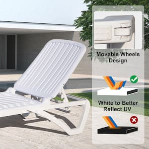 White Plastic Outdoor Lounge Chair with Table