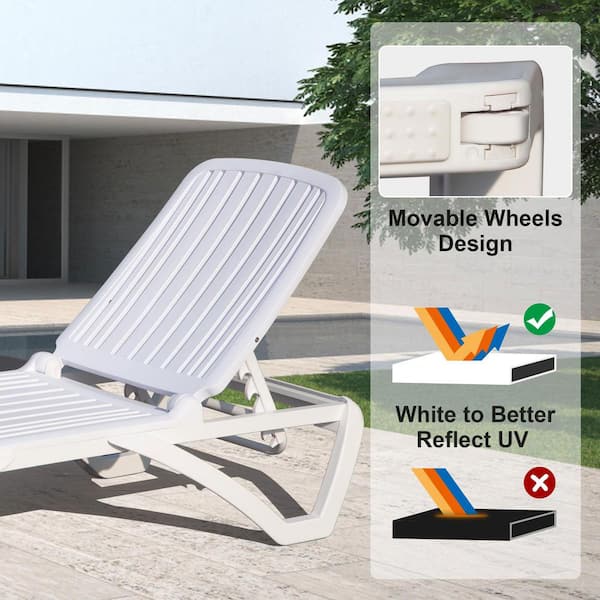 White Plastic Outdoor Lounge Chair with Table