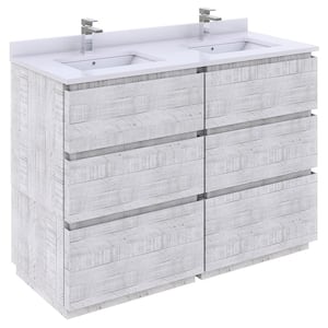 Formosa 60 in. W x 20 in. D x 35 in. H Bath Vanity in Rustic White with White Vanity Top with White Double Sink