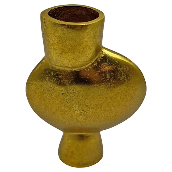 castellousa 8.5 in. Modern Aluminum Sculptural Dynamic Hourglass Vase in Gold
