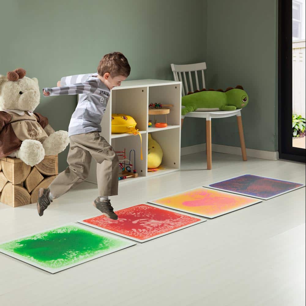 19.5'' Multicolor Sensory Liquid Gel Floor Tiles for Kids