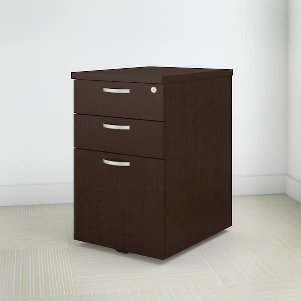 Pro Office L Shaped Desk with 3 Drawer Mobile Pedestal in Mocha Cherry 