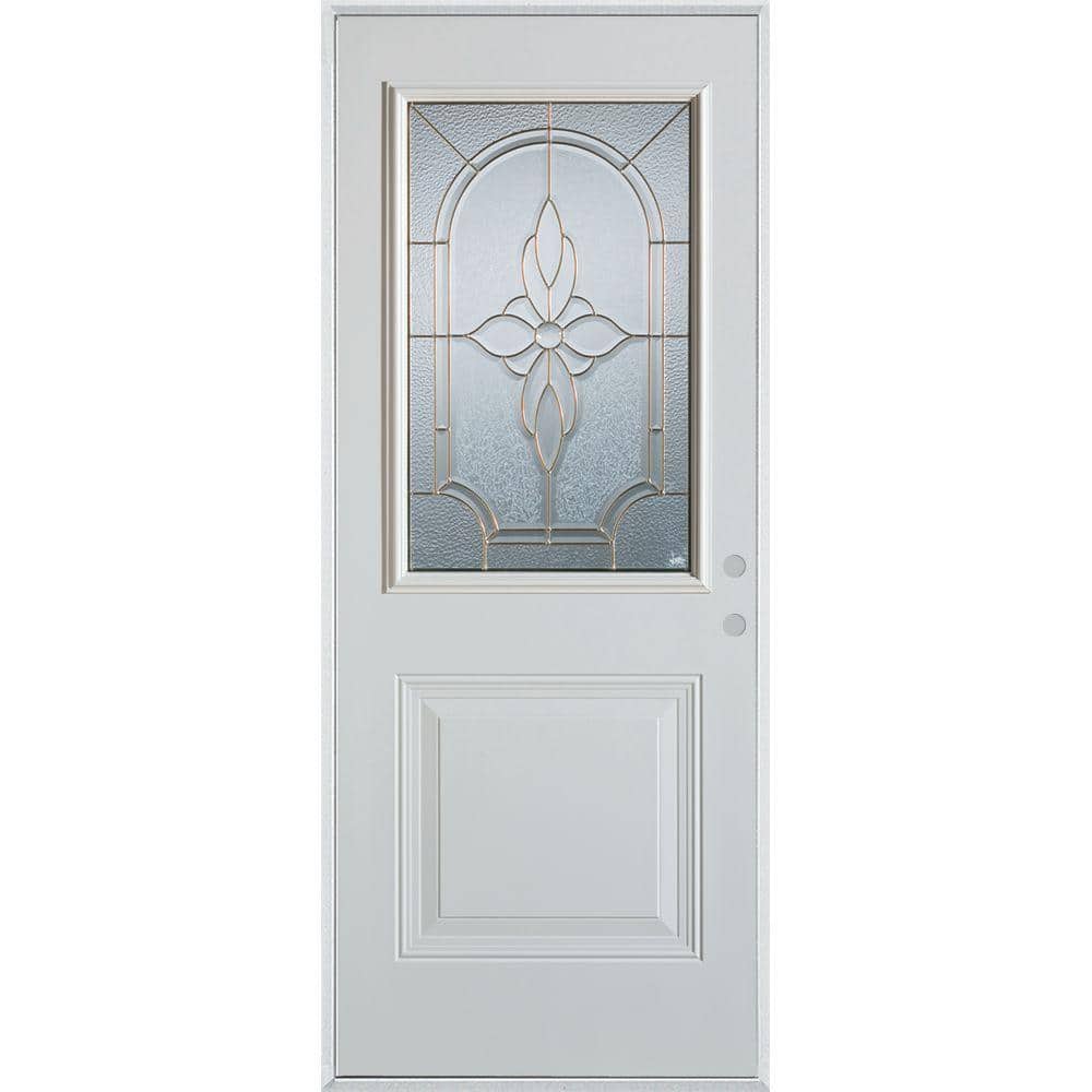 Traditional 36 in x 80 in 1 Panel Left-Hand/Inswing 1/2 Lite White Primed Smooth Fiberglass Prehung Front Door price history on PriceWatchPro