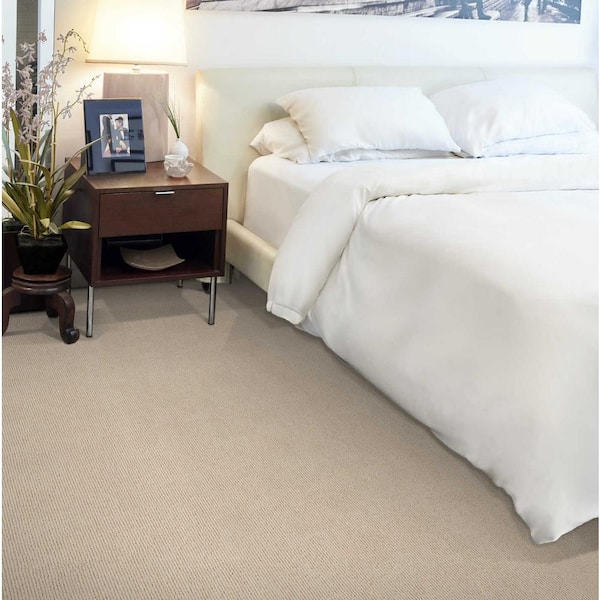 Cornerstone - Ivory - Beige 13.2 ft. 42 oz. Wool Loop Installed Carpet