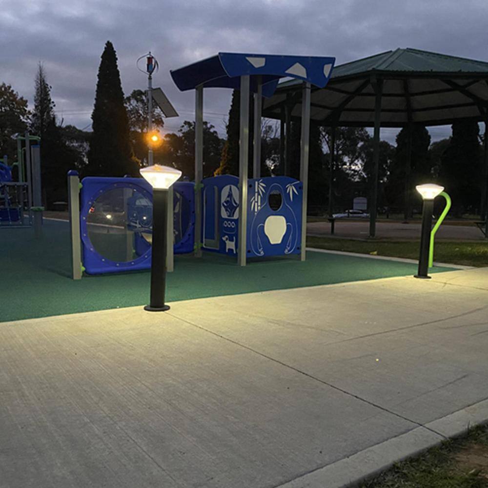 Solar Black LED Vandal Resistant Pathway Bollard Light