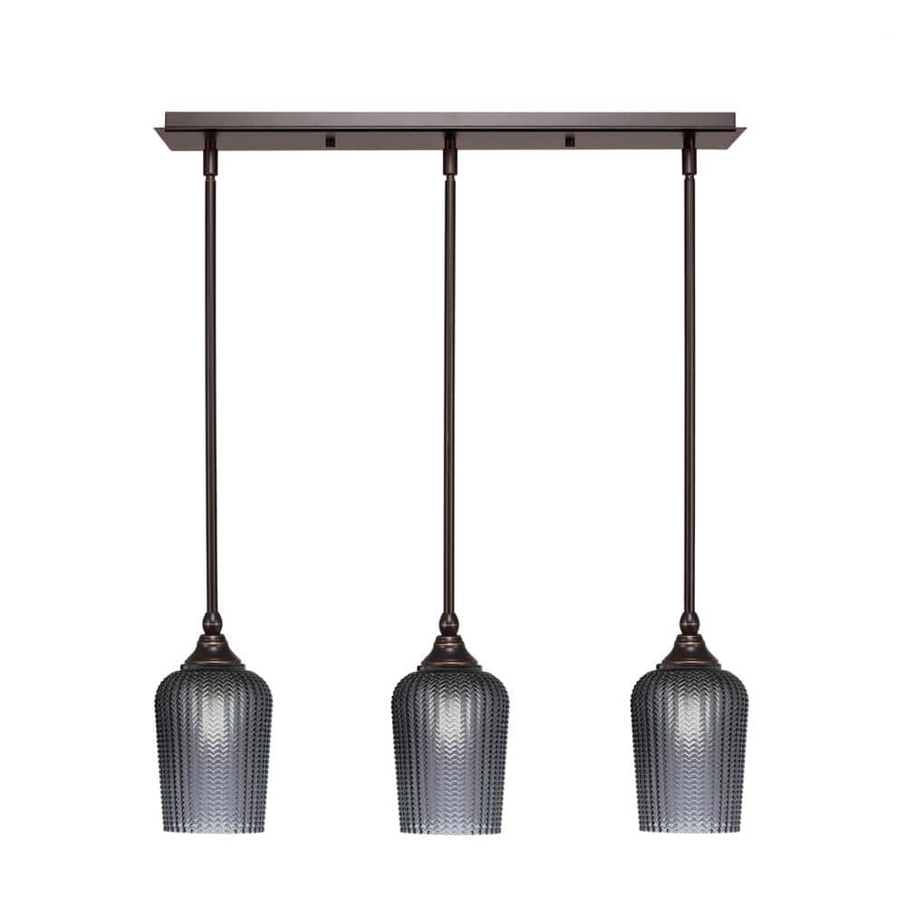 Livingston 100-Watt 3-Light Dark Granite Shaded Pendant Light with 5 Smo
