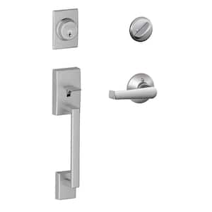 Century Satin Chrome Single Cylinder Door Handleset with Elan Handle