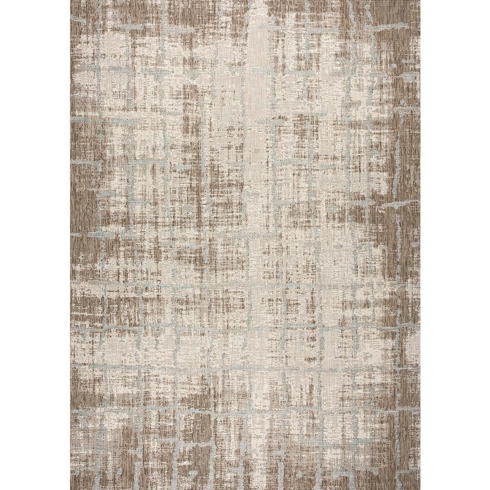 Sand-Ivory Flat Woven Synthetic Rectangular Area Rug 2' x 4'