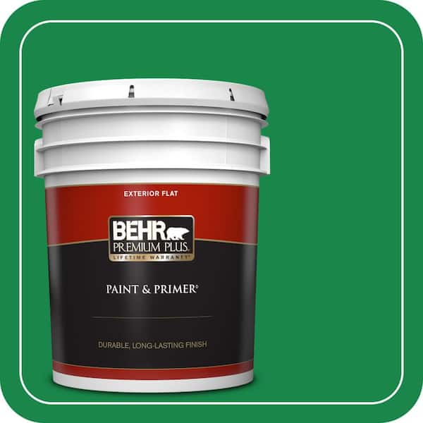 BEHR PREMIUM PLUS 5 gal. #460B-6 Chlorophyll Flat Exterior Paint & Primer