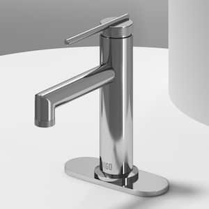 Sterling Single Handle Single-Hole Bathroom Faucet Set with Deck Plate in Chrome