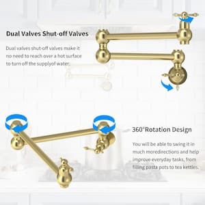 Modern Wall Mounted Faucet Pot Filler Faucet with Lever Blade Handle in Gold