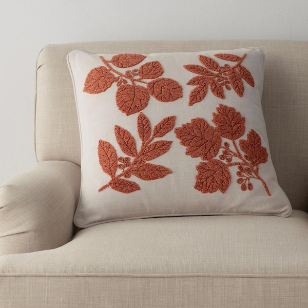 The Company Store Fall Novelty Orange Linen 20 in. x 20 in. Decorative Pillow Cover 83400 20x20 ORA LNN The Home Depot