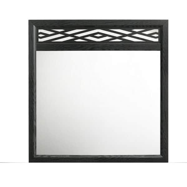 Benjara 0.87 in. x 40.24 in. Rectangular Wooden Frame Black and Clear Dresser Mirror