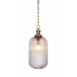 Orleans 60-Watt 1-Light New Age Brass Shaded Mini Pendant Light with Glass Shade