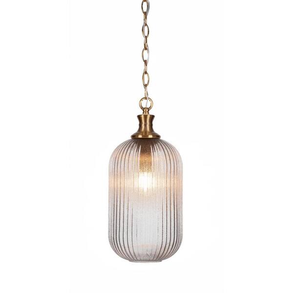 Unbranded Orleans 60-Watt 1-Light New Age Brass Shaded Mini Pendant Light with Glass Shade