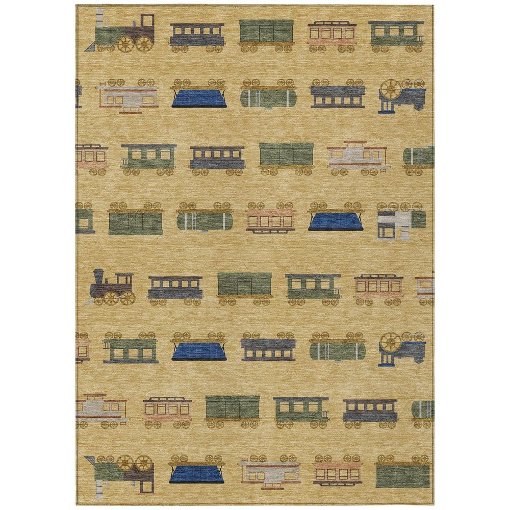 Chantille Machine Washable Indoor/Outdoor Abstract ACN2621 Gold 3 ft. x 5 ft. Area Rug price history on PriceWatchPro