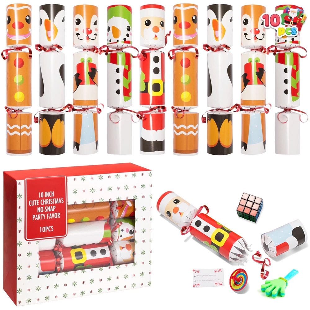 Joyfy 10 Pack Christmas Non-Snap Party Favors, Cute Characters, Stocking Stuffers for Kids