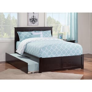 Nantucket Espresso Dark Brown Solid Wood Frame King Platform Bed with Twin XL Trundle and Footboard