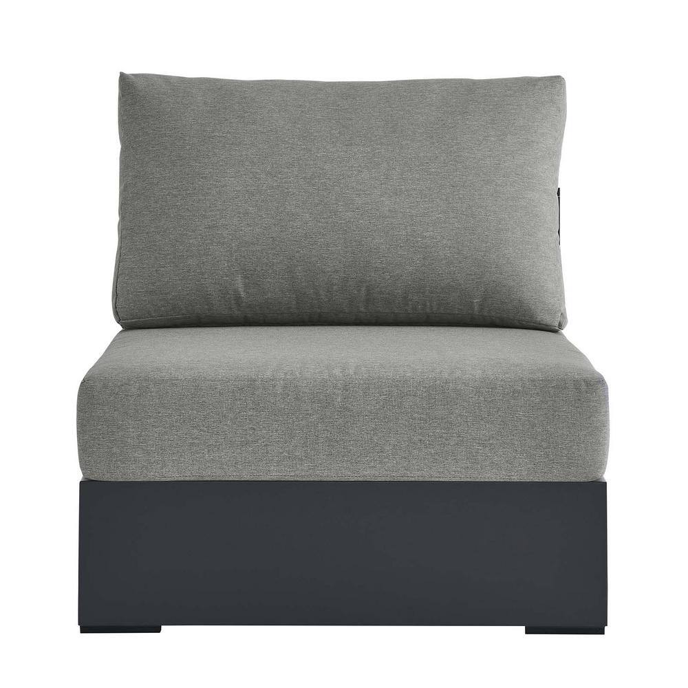 Gray Aluminum Armless Patio Chair with Weather-Resistant Cushions