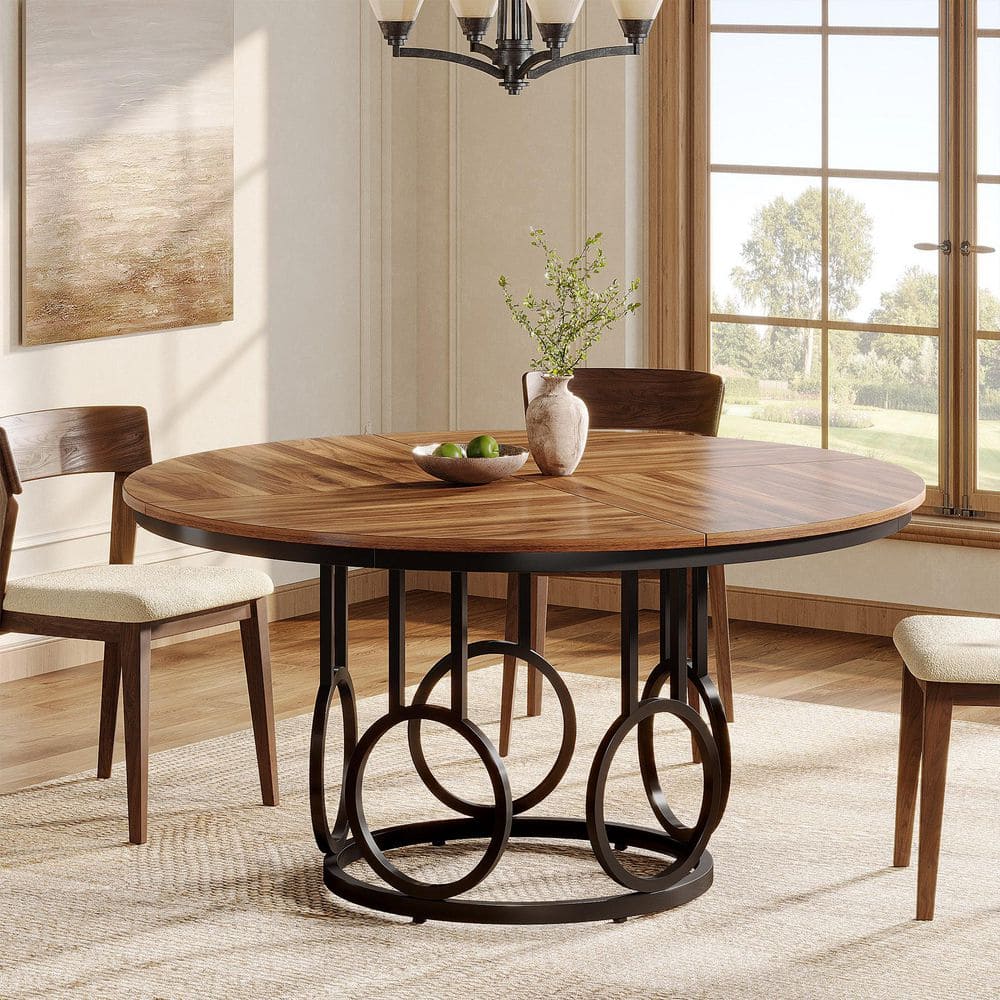 BYBLIGHT Lesley Classic Style Brown Wood Column Dining