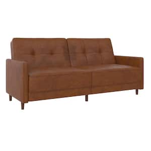 Kory Camel Faux Leather Upholstered Coil Futon