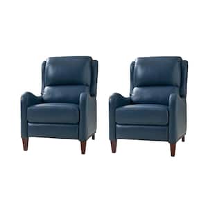 Hyde Turquoise Leather Glider Recliner with Nailhead Trim (Set of 2)
