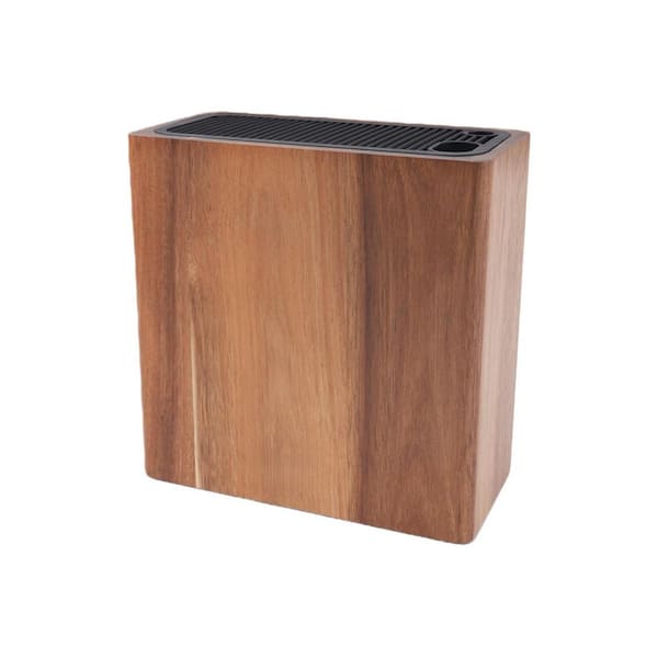 18-Knife Acacia Wood Universal Knife Block with Slots for Scissors Sharpening Rod, Space Saver Knives Storage Stand