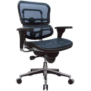 Zabrina Leather Swivel Office Chair in Blue with Non Adjustable Arms