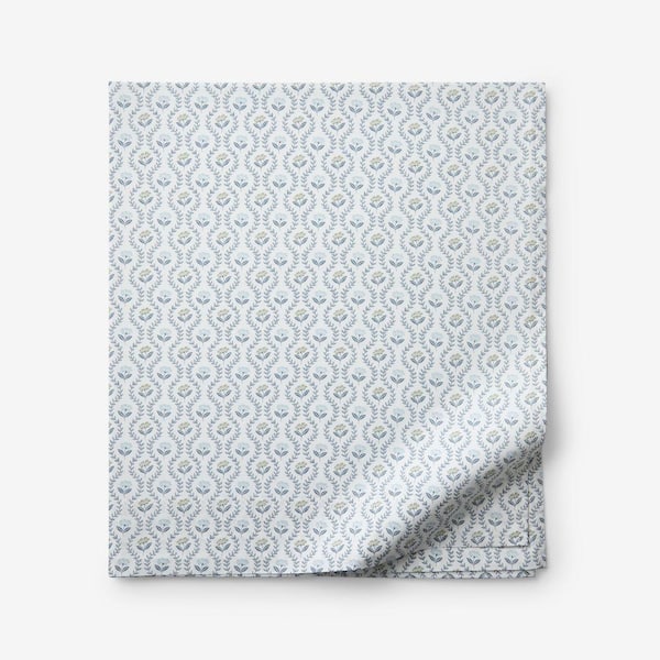 Company Cotton Tira Flower Percale Green Twin/Twin XL Flat Sheet