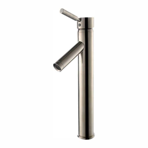 KRAUS Sheven Single Hole Single-Handle Vessel Bathroom Faucet in Satin Nickel