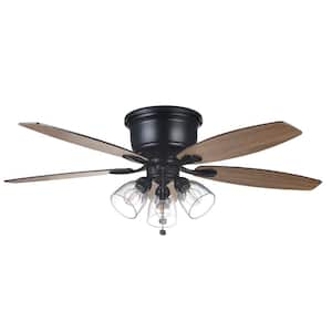 Stoneridge 52 in. Indoor LED Matte Black Hugger Ceiling Fan with Light Kit, 5 Reversible Blades and Reversible Motor