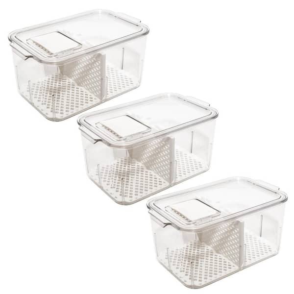 Lexi Home Veggie Acrylic Food Storage Container Organizer with Vented Lids 3-Pack