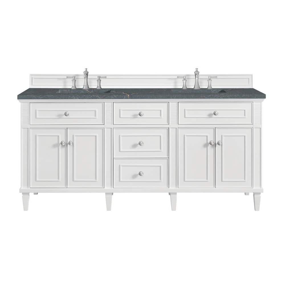Lorelai 72.0 in. Double Bath Vanity in Bright White with Wireless Charging Parisien Bleu Quartz Top price history on PriceWatchPro