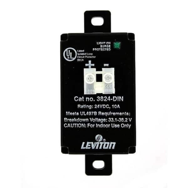 Leviton 24-Volt DC 2-Pole 2-Wire DIN-Rail Mounted Wired-In Module Equipment Cabinet Surge Protective Device, Black
