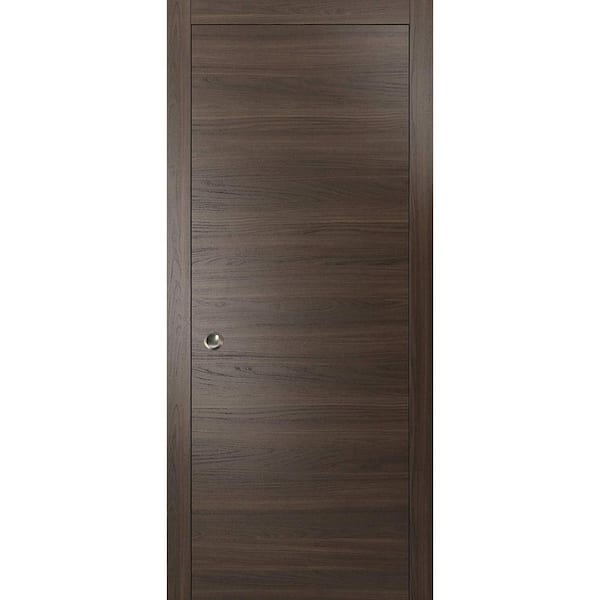 Sartodoors Planum 0010 24 in. x 96 in. Flush Chocolate Ash Finished Wood Sliding Door with Single Pocket Hardware