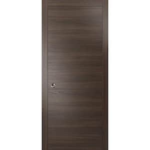 Planum 0010 18 in. x 80 in. Flush Chocolate Ash Finished Wood Sliding Door with Single Pocket Hardware