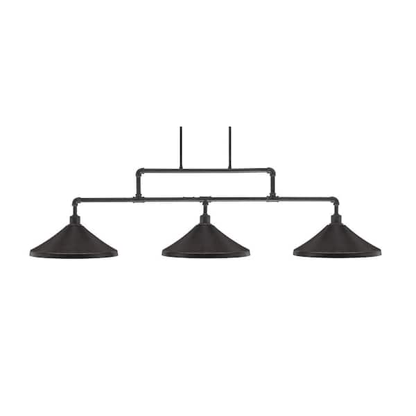 Greenville 3-Light Dark Granite Billiard Light