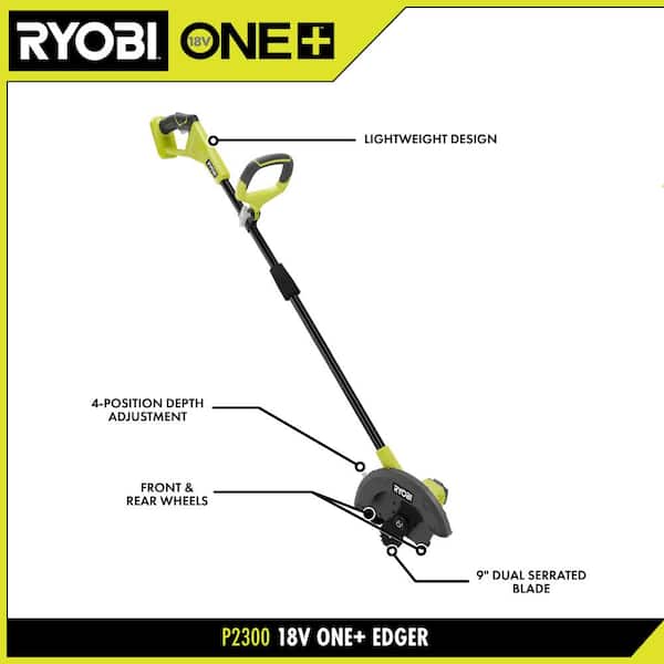 RYOBI ONE+ 9 in. 18-Volt Lithium-Ion Cordless Battery Edger (Tool Only)