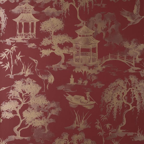 Nikolai Ruby Red Chinoiserie Wallpaper Sample
