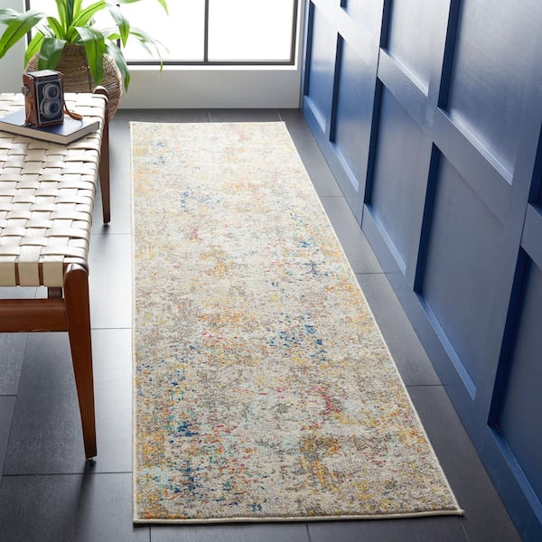 Madison Grey/Gold 2 ft. x 20 ft. Geometric Abstract Runner Rug