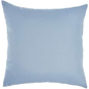 Washable Ocean Blue 20 in. x 20 in. Solid Color Reversible Indoor/Outdoor Throw Pillow