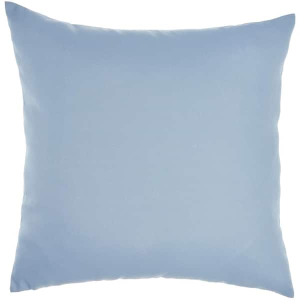 Waverly Washable Ocean Blue 20 in. x 20 in. Solid Color Reversible Indoor/Outdoor Throw Pillow