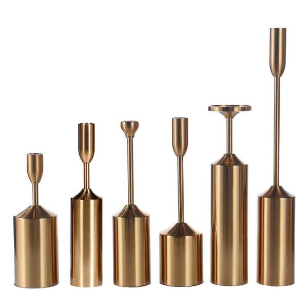 Brass Chamberstick Taper Candle Holders, Set of 6 - Candle Accessories